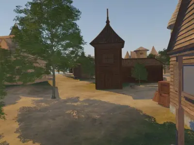 Coastal Village Scene 3D model