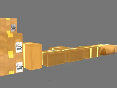 Cardboard box Low-poly 3D model 7