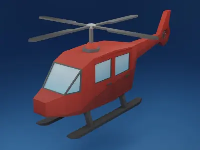 Low Poly Helicopter and Helipad Bundle  Low-poly 3D model