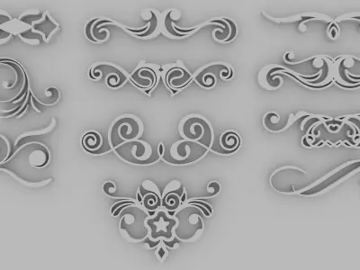 Ornate Swirls - Printable set of 11 3D print model