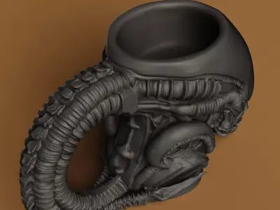 Alien Xenomorph Head Mug  Sci-Fi Horror Cup  Holder 3D print model