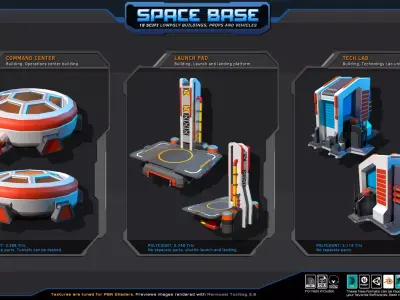 Low Poly SPACE Base  Low-poly 3D model