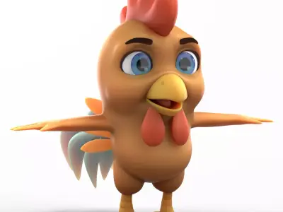 Cartoon Rooster 3D model purchase