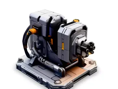 SciFi Turret Generator Game Asset Low-poly 3D model