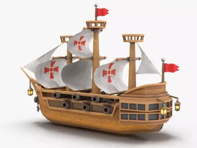 Cartoon Ship V2 Low-poly 3D model