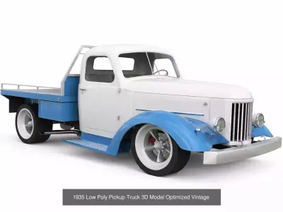 5 Low Poly Vintage Car Pickup Pack Retro Vehicle Bundle low-poly