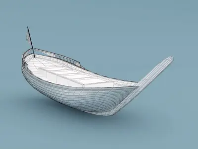 Wooden Boat - PBR and Game-Ready Low-poly 3D model Low-poly 3D model
