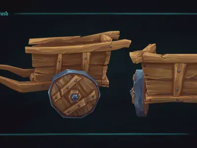 Stylized Cart Prop - Game-Ready Hand-Painted Asset Low-poly 3D model