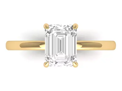 Emerald Solitaire Ring 3D print model 9