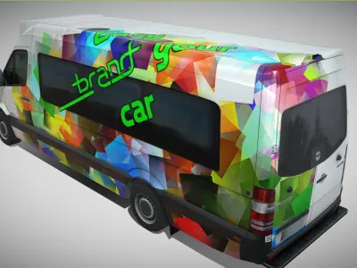 Freightliner Sprinter minibus 3500 Low-poly 3D model