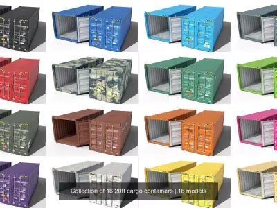 20ft cargo containers 3D Model Pack