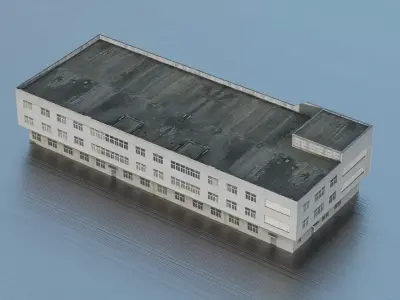 Industrial factory building Low-poly 3D model purchase