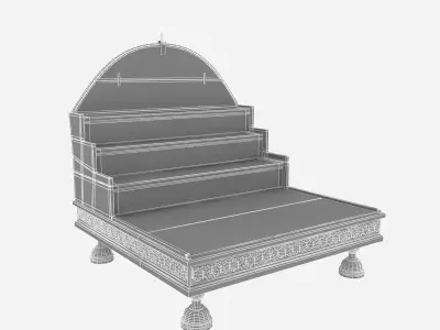 indian antique wooden pooja stand 3D model