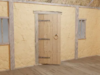 Medieval house Low-poly 3D model 8