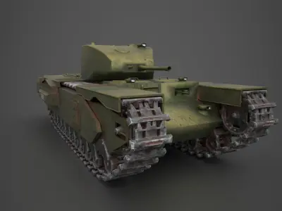 Churchill Tank Low-poly 3D model