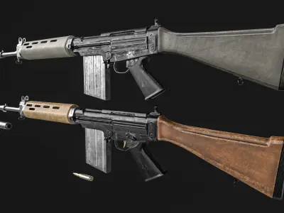 FN FAL Rifle Low-poly 3D model