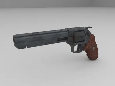 revolver Low-poly 3D model 10