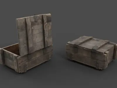 Wooden Crate Low-poly 3D model 11