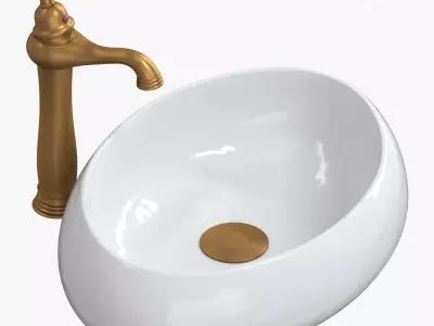 Vintage antique faucet and sink 3D model