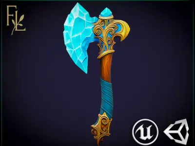 Crystal axe - Game Ready Weapon Low-poly 3D model