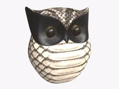 Owl Figurine Leather 3D model