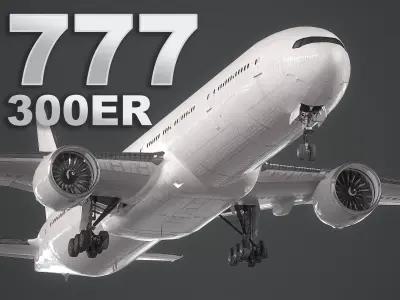 Boeing 777-300ER  Low-poly 3D model