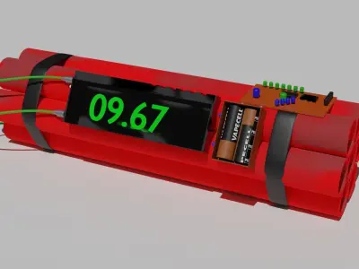 Dynamite bomb with timer Free low-poly 3D model