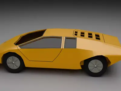 90s Low Poly Supercar PBR Game Ready Sports Car FBX OBJ Low-poly 3D model