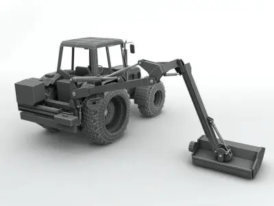 John Deer 6310 Tractor With Mower Arm  Low-poly 3D model
