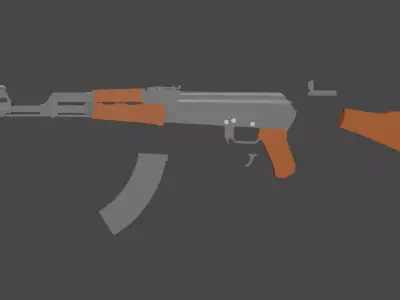 AK 47 Low-poly 3D model 2
