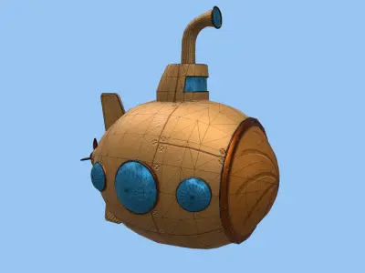 Submarine Low-poly 3D model 6