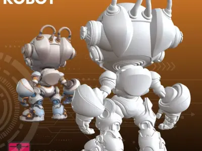 Helper Bot STL Friendly Retro Robot 3D Model 3D print model