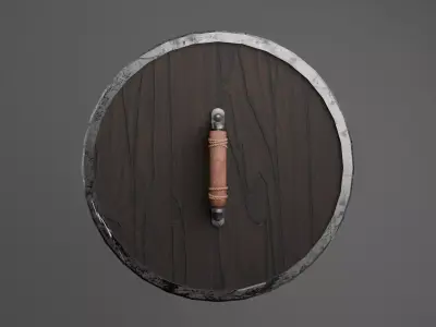 Wooden Shield Low-poly 3D model 24