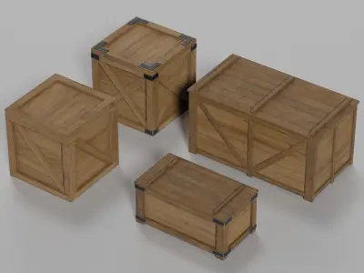 Wooden Crate Small Pack 3 PBR 4 Low-poly 3D model