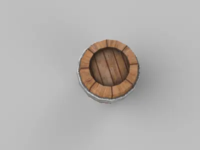 Barrel wooden Low-poly 3D model 7