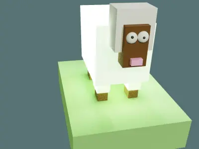 Farm sheep Low-poly 3D model