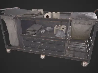 Cleaning Cart Low-poly 3D model purchase