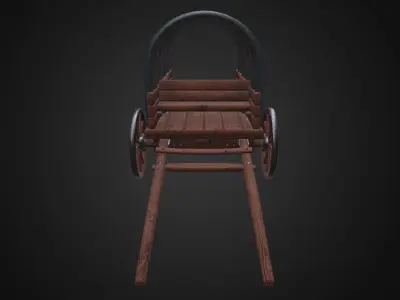 Wagon wooden covered Low-poly 3D model