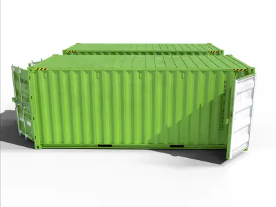 20ft Cargo Container Green Light Low-poly 3D model