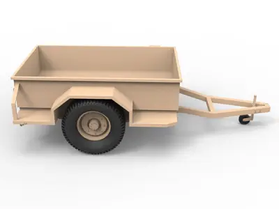 Military utility trailer Low-poly 3D model