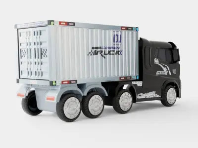HGV Container Truck And Trailer Black Electric Ride On Lorry Low-poly 3D model