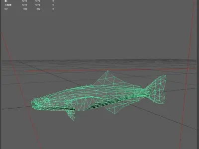 Bass fish Low-poly 3D model 12