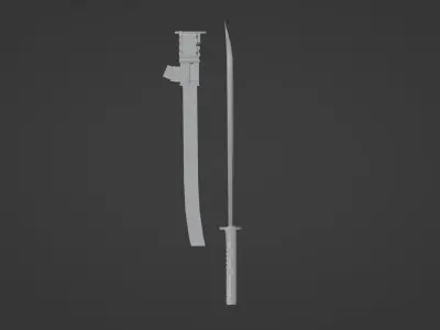 Red sword with scabbard 3D model