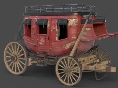 Stage Coach Wagon Low-poly 3D model