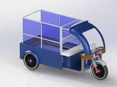E RICKSHAW tricycle with glass container 3D model