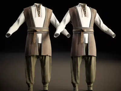 Medieval Male Cloth Farmer  Low-poly 3D model