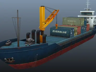 Cargo Ship - low poly Low-poly 3D model