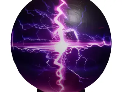 Glowing Plasma Ball with Purple Lightning 3D model