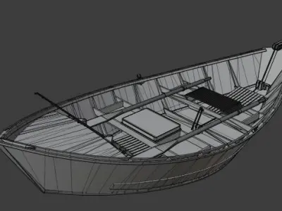 Draft Boat Low-poly 3D model