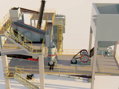 gold mining crushing section 3D Model 3D model